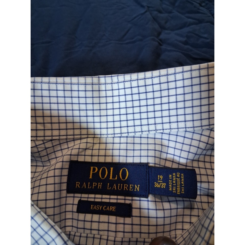 Polo‎ Ralph Lauren Classic Fit Shirt Mens Size 19 36/37 Easy Care Blue Stripe - Picture 4 of 6